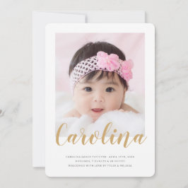 Eleganter Name Floral Muster Foto Birth Ankündigung