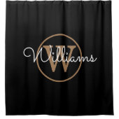 Eleganter Name für das Schwarze Gold Monogram Scri Duschvorhang (Vorderseite)