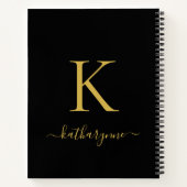 Eleganter Name für das Schwarze Gold Monogram Scri Notizblock (Rückseite)