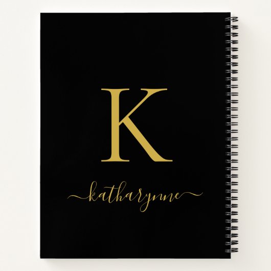 Eleganter Name für das Schwarze Gold Monogram Scri Notizblock (Rückseite)