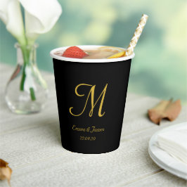 Eleganter Name für das Schwarze Gold Monogram Scri Pappbecher