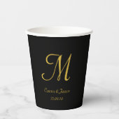 Eleganter Name für das Schwarze Gold Monogram Scri Pappbecher (Vorderseite)