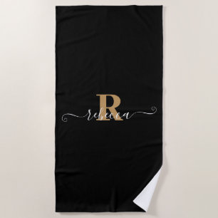 Eleganter Name für das Schwarze Gold Monogram Scri Strandtuch