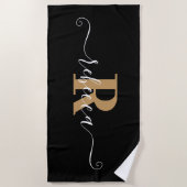 Eleganter Name für das Schwarze Gold Monogram Scri Strandtuch (Vorderseite)