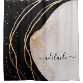 Eleganter Name für das Schwarze Gold Monogram Sign Duschvorhang (Vorderseite)