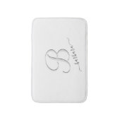 Eleganter Name für das weiße Monogramm Badematte (Vorderseite Vertikal)