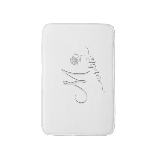 Eleganter Name für das weiße Monogramm Badematte (Vorderseite Vertikal)