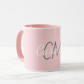 Eleganter Name für das weiße Rosa Monogramm Tasse (Vorderseite Links)