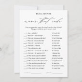 Eleganter Name für die Cake Brautparty Game Card Einladung (Vorderseite)