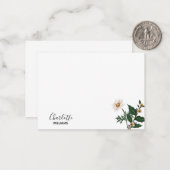 Eleganter Name für einfache, weiße Wildblume Mitteilungskarte (Vorderseite/Rückseite Beispiel)