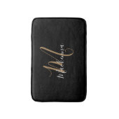 Eleganter Name für moderne Schwarze Gold Monogram- Badematte (Vorderseite Vertikal)