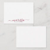 Eleganter Name für moderne Script Burgundy Monogra Mitteilungskarte (Vorne/Hinten)
