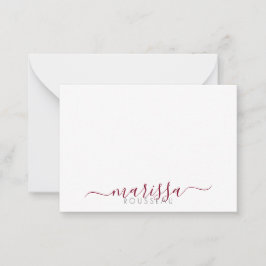 Eleganter Name für moderne Script Burgundy Monogra Mitteilungskarte