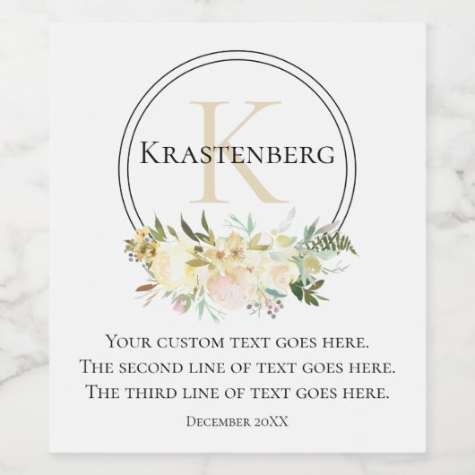Eleganter Name für Monogramm-Familie Weinetikett (Einzelnes Label)