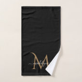 Eleganter Name für Schwarz-Gold Monogram-Skripte Badhandtuch Set (Handtuch)
