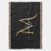 Eleganter Name für Schwarz-Gold Monogram-Skripte Decke (Vorderseite Vertikal)