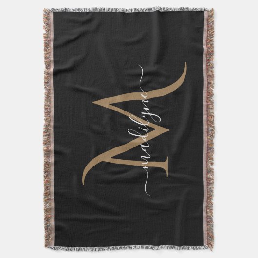 Eleganter Name für Schwarz-Gold Monogram-Skripte Decke (Vorderseite Vertikal)