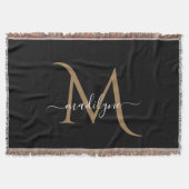 Eleganter Name für Schwarz-Gold Monogram-Skripte Decke (Vorderseite)