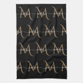 Eleganter Name für Schwarz-Gold Monogram-Skripte Geschirrtuch (Vertikal)