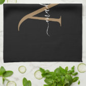 Eleganter Name für Schwarz-Gold Monogram-Skripte Geschirrtuch (Gefaltet)