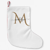 Eleganter Name für Schwarz-Gold Monogram-Skripte Kleiner Weihnachtsstrumpf (Vorderseite)
