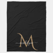 Eleganter Name für Schwarz und Gold Monogram Fleecedecke (Vorderseite)