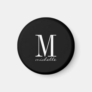 Eleganter Name für Schwarz-Weiß-Monogramm Magnet