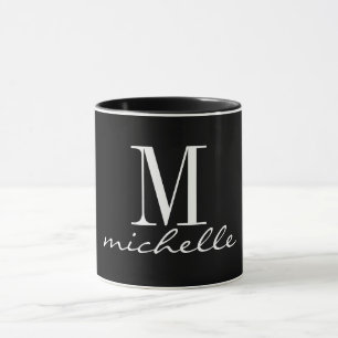 Eleganter Name für Schwarz-Weiß-Monogramm Tasse