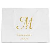 Eleganter Name für White & Gold Monogram, Personal Große Geschenktüte (Vorderseite)
