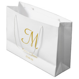 Eleganter Name für White & Gold Monogram, Personal Große Geschenktüte