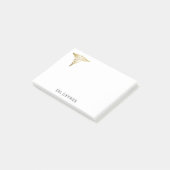 Eleganter Name Gold Caduceus Doctor Monogramm Name Post-it Klebezettel (angewinkelt)