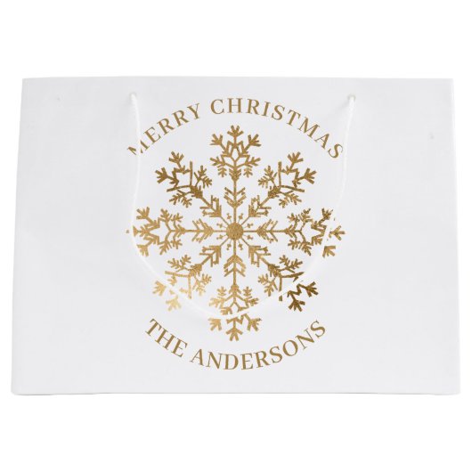 Eleganter Name Gold Snowflake Große Geschenktüte (Vorderseite)