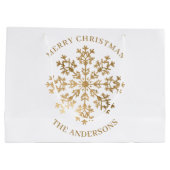 Eleganter Name Gold Snowflake Große Geschenktüte (Rückseite)