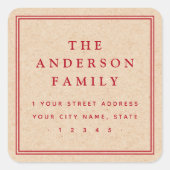 Eleganter Name Grenze Kraft Look Rücksendeadresse Quadratischer Aufkleber (Vorderseite)