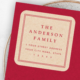 Eleganter Name Grenze Kraft Look Rücksendeadresse Quadratischer Aufkleber