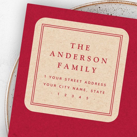 Eleganter Name Grenze Kraft Look Rücksendeadresse Quadratischer Aufkleber