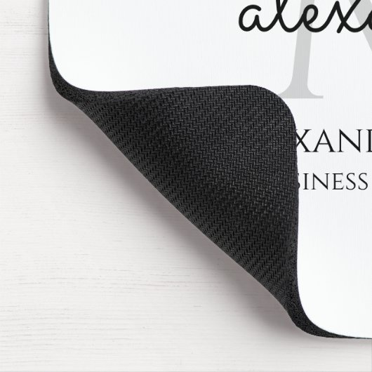 Eleganter Name in Schwarz und Weiß, moderne Monogr Mousepad (Ecke)