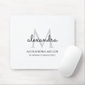Eleganter Name in Schwarz und Weiß, moderne Monogr Mousepad (Mit Mouse)