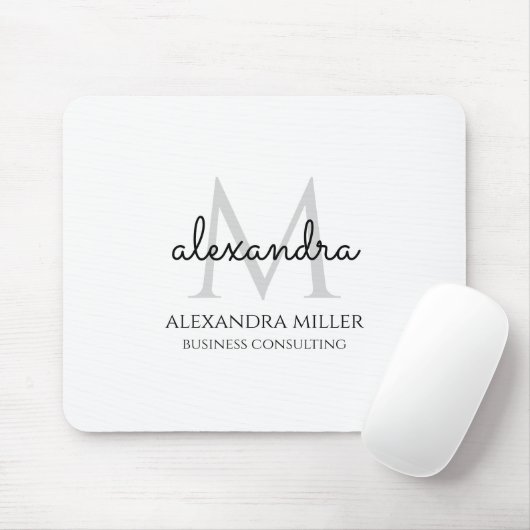 Eleganter Name in Schwarz und Weiß, moderne Monogr Mousepad (Mit Mouse)