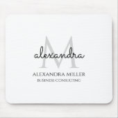 Eleganter Name in Schwarz und Weiß, moderne Monogr Mousepad (Vorne)