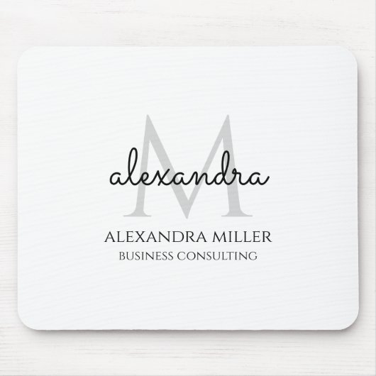 Eleganter Name in Schwarz und Weiß, moderne Monogr Mousepad (Vorne)