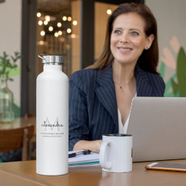 Eleganter Name in Schwarz und Weiß Trinkflasche