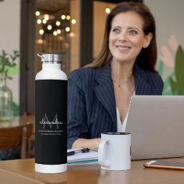 Eleganter Name in Schwarz und Weiß Trinkflasche