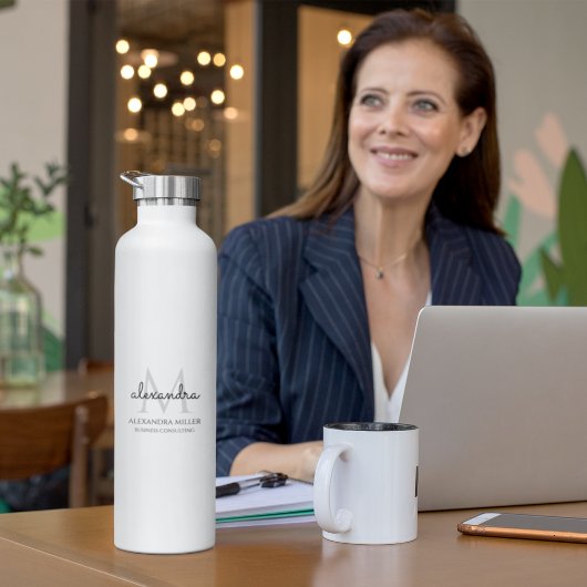 Eleganter Name in Schwarz und Weiß Trinkflasche