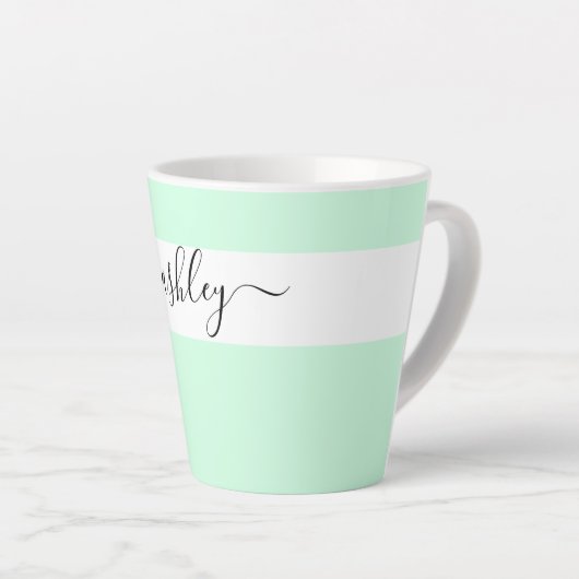 Eleganter Name in Script Typografie Mint Green Milchtasse (Rechte Ecke)