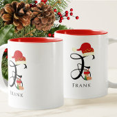 Eleganter Name Initial Modern Letter F Holiday Zweifarbige Tasse