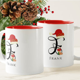Eleganter Name Initial Modern Letter F Holiday Zweifarbige Tasse