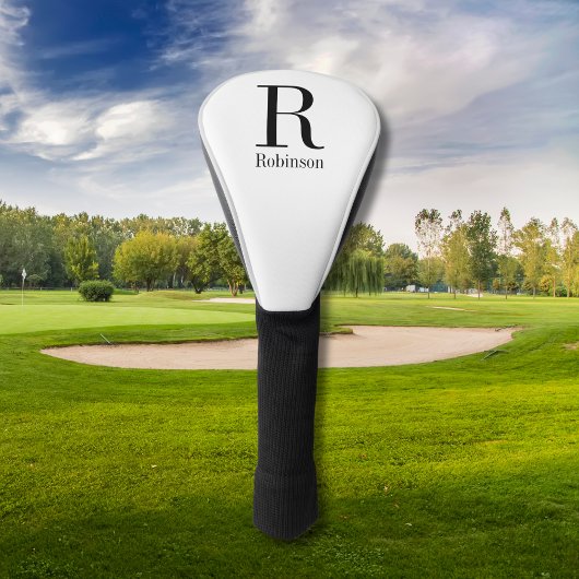 Eleganter Name Initial Monogram Modern Black Golf Headcover