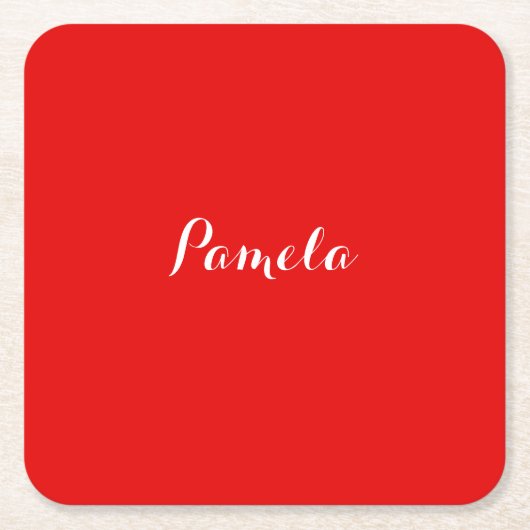 Eleganter Name Minimalistischer Warm-Rot Rechteckiger Pappuntersetzer (Vorderseite)