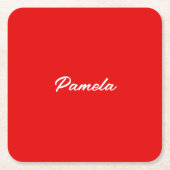 Eleganter Name Minimalistischer Warm-Rot Rechteckiger Pappuntersetzer (Vorderseite)